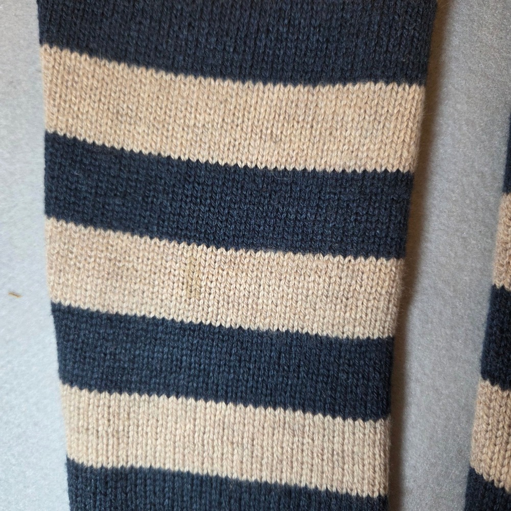 Patagonia Mens Lambswool‎ Blend Striped Crew Neck Sweater Navy Tan Med Gorpcore - Picture 6 of 8